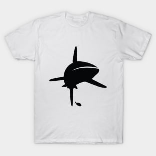 Shark with pilot fish in black T-Shirt